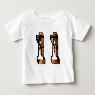 Camiseta De Bebé Naranja Y Baloncesto Negro Número 11,