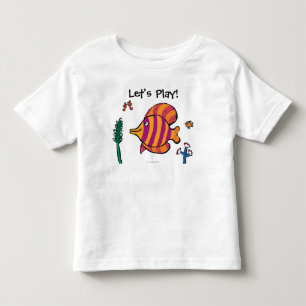 Camiseta De Bebé Naranja y pescados tropicales púrpuras con los