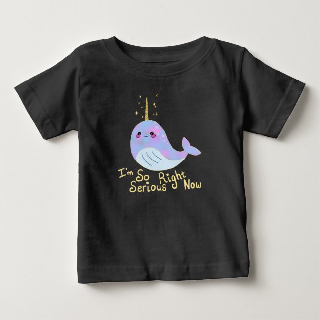 Camiseta De Bebé Narval serio Kawaii (Anverso)