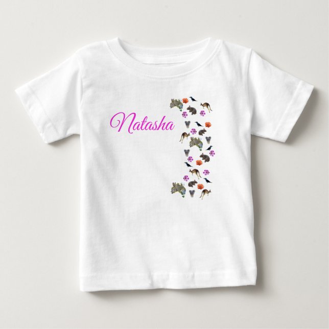Camiseta De Bebé Natasha, Nombre De La Vida Salvaje Australiana, (Anverso)