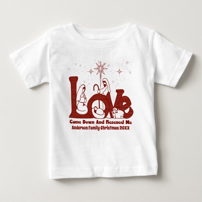 Camiseta De Bebé Natividad de las familias cristianas personalizada (Anverso)
