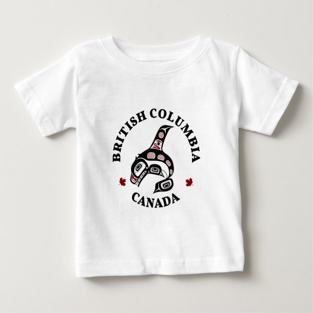 Camiseta De Bebé Nativo americano Red Black Haida Orca Killer Whale (Anverso)