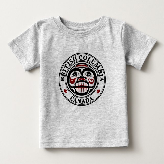 Camiseta De Bebé Nativo Americano Rojo Negro Haida Arte Calavera ll (Anverso)