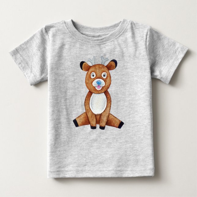 Camiseta De Bebé Naturaleza animal de la cría de ciervos (Anverso)