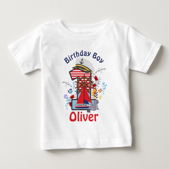 Camiseta De Bebé Nautical Birthday Shirt Nautical First Birthday (Anverso)