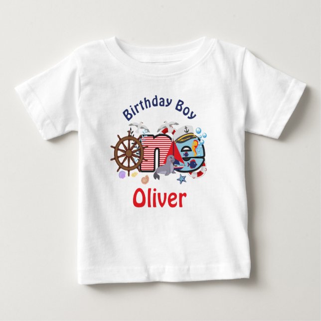 Camiseta De Bebé Nautical Birthday Shirt Nautical One Birthday (Anverso)