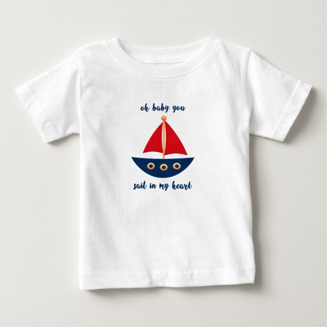 Camiseta De Bebé Nautical Oh Bebé Vela En Mi Barco De Navegación (Anverso)