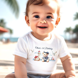 Camiseta De Bebé Nautical Sailor Cute Bear Boy 1er cumpleaños