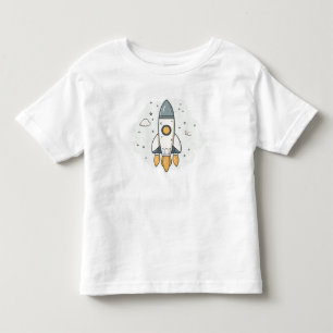 Camiseta De Bebé Nave Espacial Beige de Pastel Suave