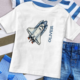 Camiseta De Bebé Nave Espacial de Dibujos Animados Personalizada