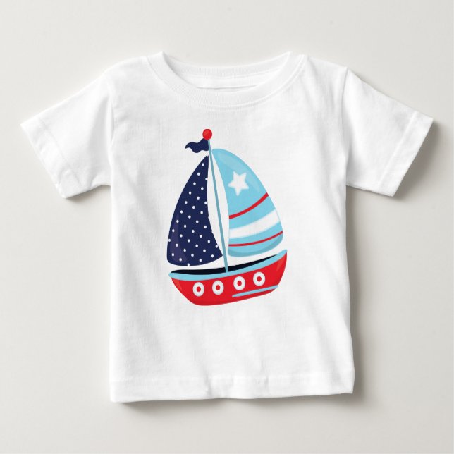 Camiseta De Bebé Navegación en barco, vela, barco, vela (Anverso)