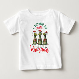 Camiseta De Bebé Navidad Bonita Creo en Santa y Dinosaurios