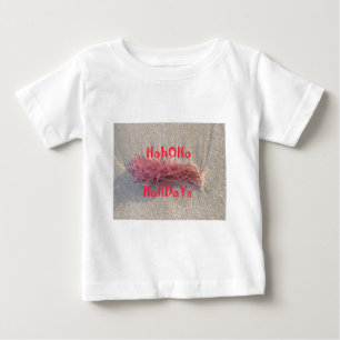 Camiseta De Bebé Navidad Costera: Algas en Arena Gris Ceniza Festiv