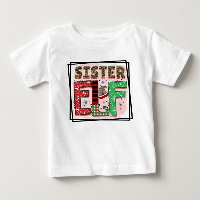 Camiseta De Bebé Navidad de la hermana elfa (Anverso)