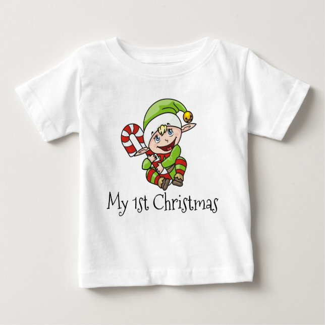 Camiseta De Bebé Navidad del bebé del duende del navidad el mi (Anverso)