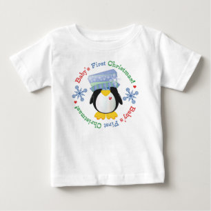 Camiseta De Bebé Navidad del bebé del pingüino del copo de nieve 