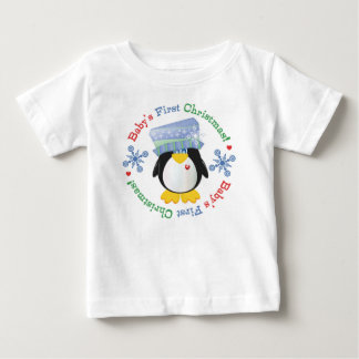 Camiseta De Bebé Navidad del bebé del pingüino del copo de nieve el