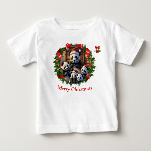 Camiseta De Bebé Navidad del oso panda (Anverso)