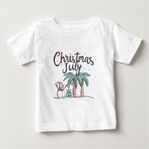 Camiseta De Bebé Navidad en Julio Playa Muñeco de Nieve Palma Veran