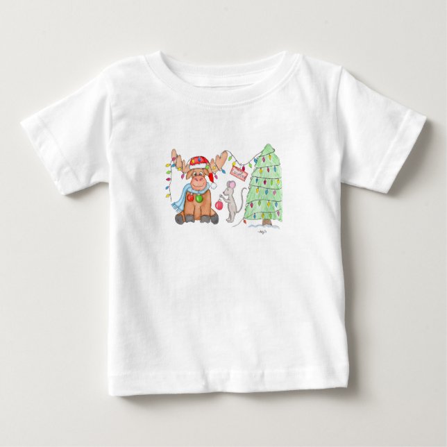 Camiseta De Bebé Navidad - ¡Feliz Christ-Moose! (Anverso)