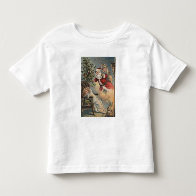 Camiseta De Bebé Navidad GreetingSanta con el árbol y los regalos (Anverso)