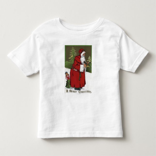 Camiseta De Bebé Navidad GreetingSanta con el caballo de madera (Anverso)