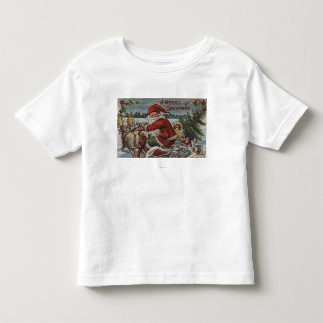 Camiseta De Bebé Navidad GreetingSanta en trineo (Anverso)