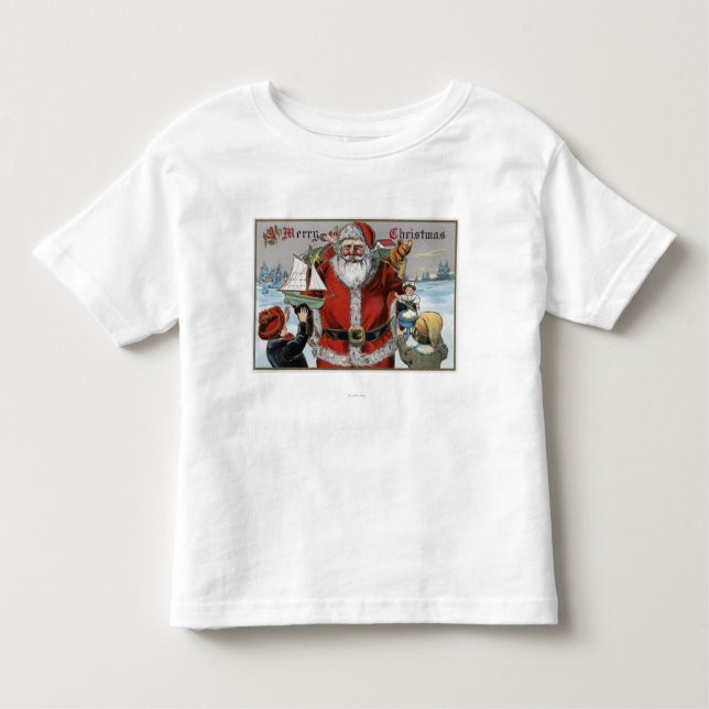 Camiseta De Bebé Navidad GreetingSanta que da los regalos (Anverso)