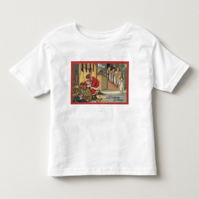 Camiseta De Bebé Navidad GreetingSanta que saca los regalos (Anverso)