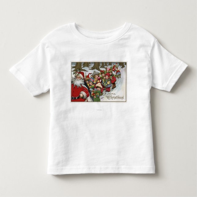 Camiseta De Bebé Navidad GreetingSanta y ayudantes (Anverso)