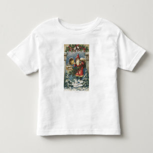 Camiseta De Bebé Navidad GreetingSanta y tocadiscos