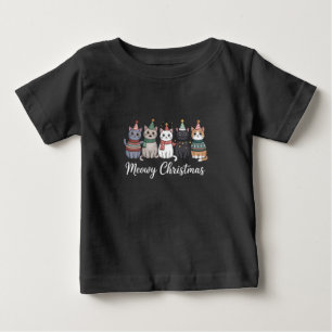 Camiseta De Bebé Navidad Meowy Feliz Año Gato Amante Gatos Xmas