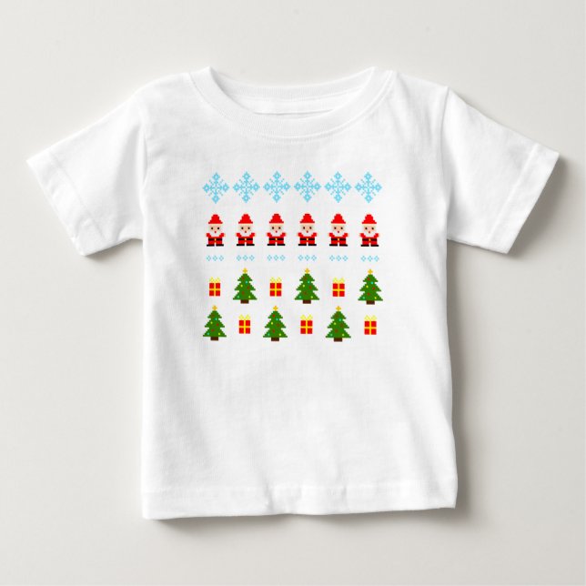 Camiseta De Bebé Navidad Pixel Art (Anverso)