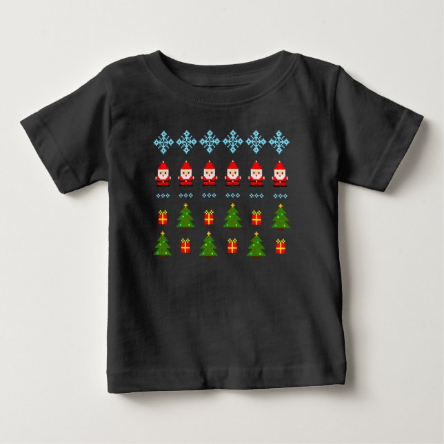 Camiseta De Bebé Navidad Pixel Art (Anverso)