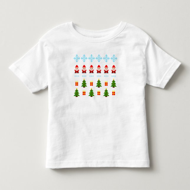Camiseta De Bebé Navidad Pixel Art (Anverso)