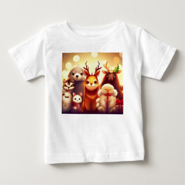 Camiseta De Bebé Navidades Animales 1 (Anverso)