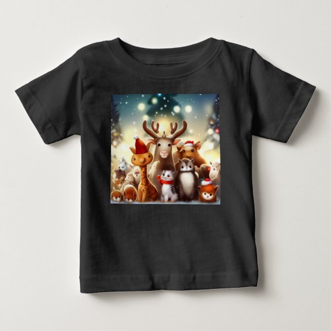 Camiseta De Bebé Navidades Animales 7 (Anverso)