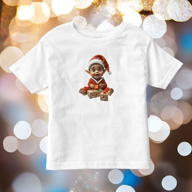 Camiseta De Bebé Navidades bebés felices Elf Toddler's Tee (Subido por el creador)