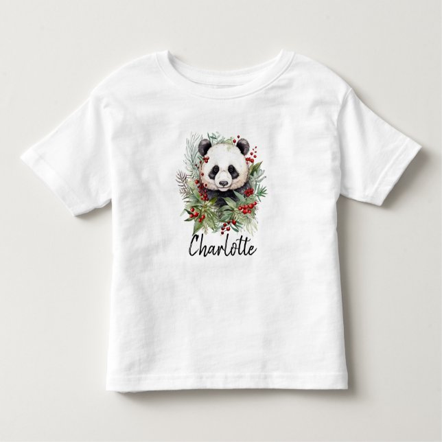 Camiseta De Bebé Navidades botánicos de Cute Panda Bear Rustic (Anverso)
