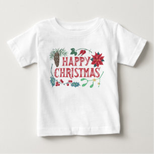 Camiseta De Bebé Navidades botánicos tradicionales (blanco)