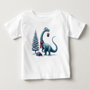 Camiseta De Bebé Navidades Brontosaurus dinosaur