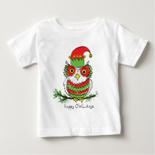 Camiseta De Bebé Navidades búhos curan festividades divertidas