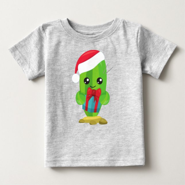 Camiseta De Bebé Navidades Cactus, Cute Cactus, Santa Hat, Regalos (Anverso)
