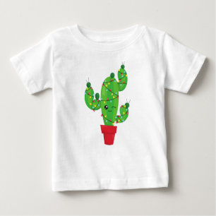 Camiseta De Bebé Navidades Cactus, Luces Navidades, Cactus Cute