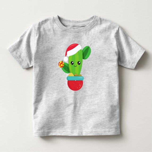 Camiseta De Bebé Navidades Cactus, Santa Hat, Ornamentos de Navidad (Anverso)