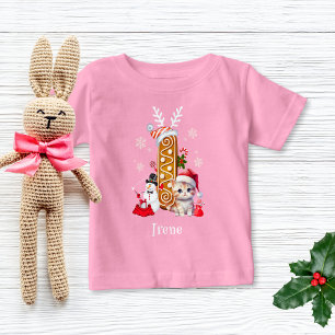 Camiseta De Bebé Navidades caprichosos Gingerbread Letra I Chica