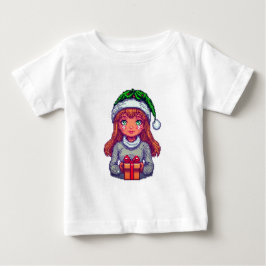 Camiseta De Bebé Navidades chica píxel arte