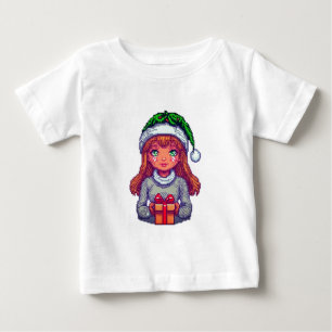 Camiseta De Bebé Navidades chica píxel arte