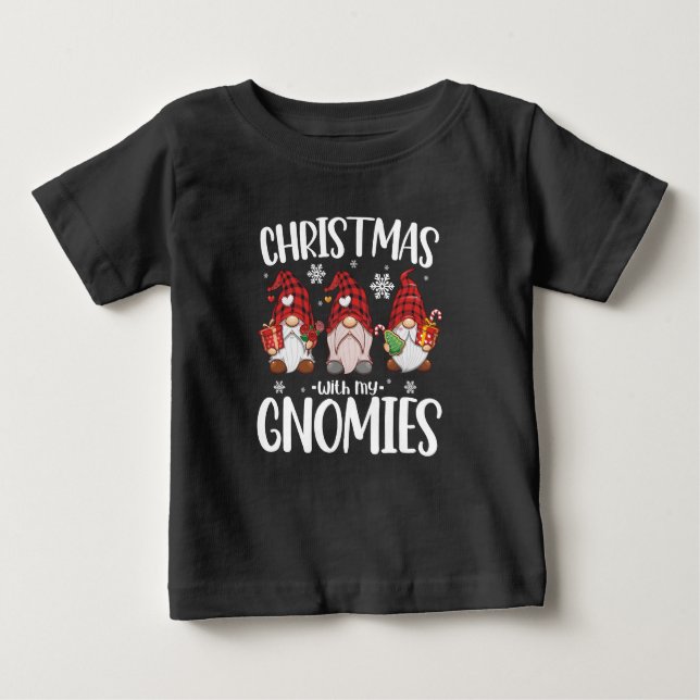 Camiseta De Bebé Navidades Con Mi Gnome De Gnomies De Búfalo Rojo (Anverso)