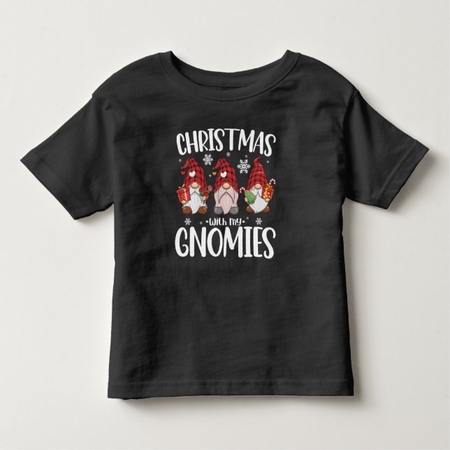 Camiseta De Bebé Navidades Con Mi Gnome De Gnomies De Búfalo Rojo (Anverso)